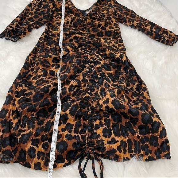 Zara Leopard Print Cocktail Dress with Front Ruching Size Medium - Picture 6 of 7
